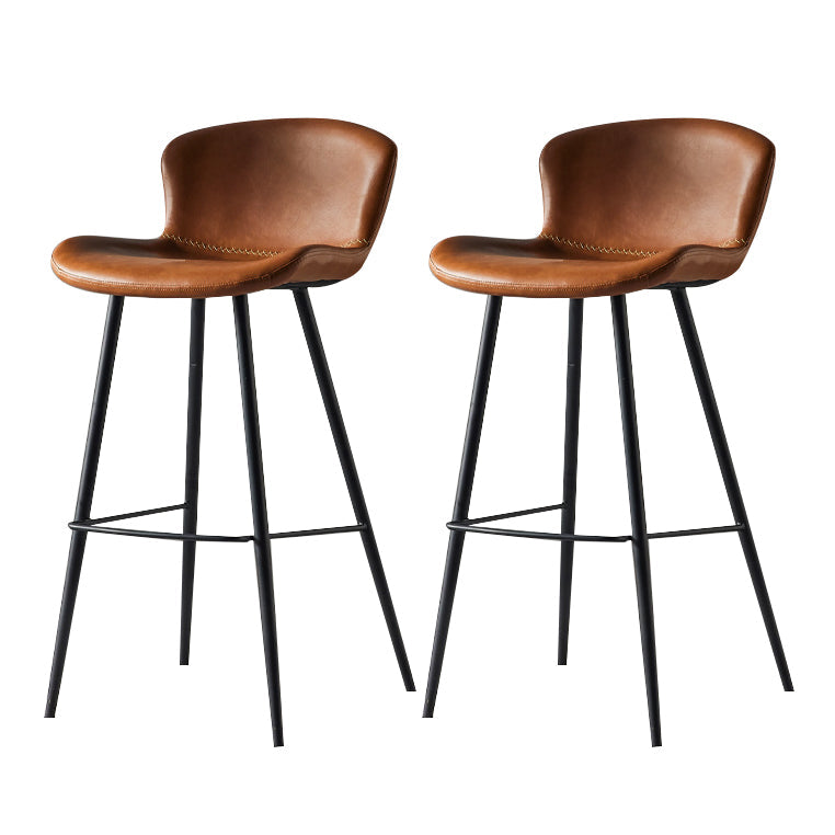 Metal Industrial Kitchen Dining Room Armless Stool Low Back Bar Stool Yellow-Brown Set of 2 Clearhalo 'Bar Furniture' 'Bar Stools' 'bar_stools' 'Furniture' 'furniture_bar_stools' 'Kitchen & Dining Furniture' 4768934