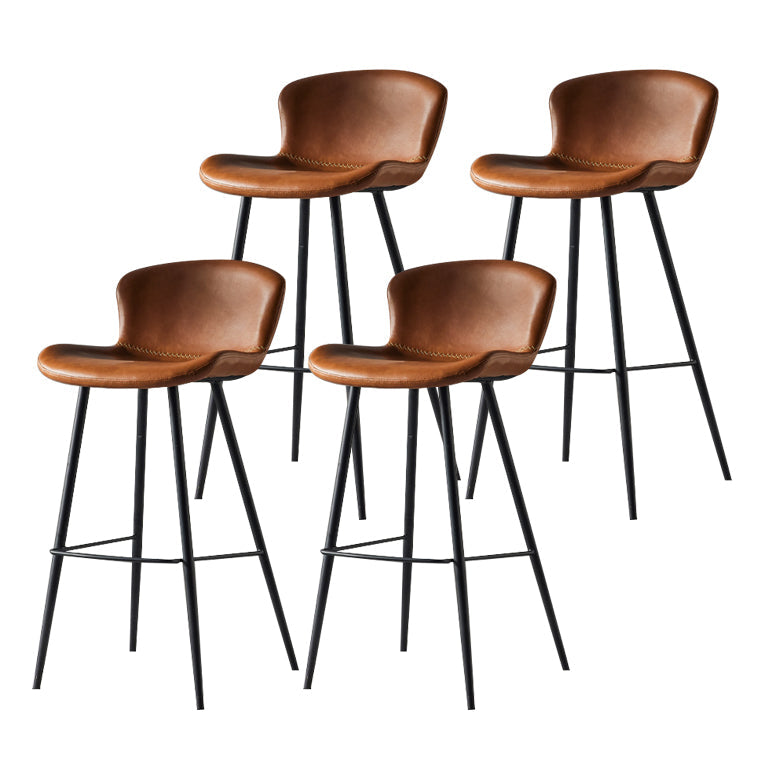 Metal Industrial Kitchen Dining Room Armless Stool Low Back Bar Stool Yellow-Brown Set of 4 Clearhalo 'Bar Furniture' 'Bar Stools' 'bar_stools' 'Furniture' 'furniture_bar_stools' 'Kitchen & Dining Furniture' 4768935