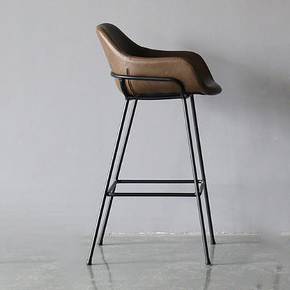 Contemporary Leather Armed Barstool Matte Finish Footrest Low Back Stool Coffee 1 Piece Clearhalo 'Bar Furniture' 'Bar Stools' 'bar_stools' 'furn' 'furn_bar_stools' 'Furniture' 'furniture_bar_stools' 'Kitchen & Dining Furniture' 4768939