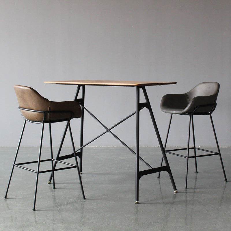 Contemporary Leather Armed Barstool Matte Finish Footrest Low Back Stool Clearhalo 'Bar Furniture' 'Bar Stools' 'bar_stools' 'furn' 'furn_bar_stools' 'Furniture' 'furniture_bar_stools' 'Kitchen & Dining Furniture' 4768941
