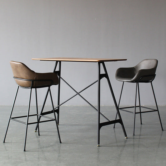 Contemporary Leather Armed Barstool Matte Finish Footrest Low Back Stool Clearhalo 'Bar Furniture' 'Bar Stools' 'bar_stools' 'furn' 'furn_bar_stools' 'Furniture' 'furniture_bar_stools' 'Kitchen & Dining Furniture' 4768941