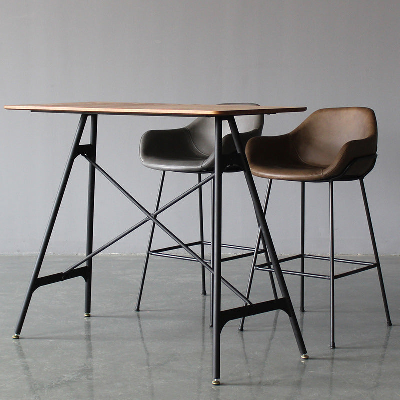 Contemporary Leather Armed Barstool Matte Finish Footrest Low Back Stool Clearhalo 'Bar Furniture' 'Bar Stools' 'bar_stools' 'furn' 'furn_bar_stools' 'Furniture' 'furniture_bar_stools' 'Kitchen & Dining Furniture' 4768943
