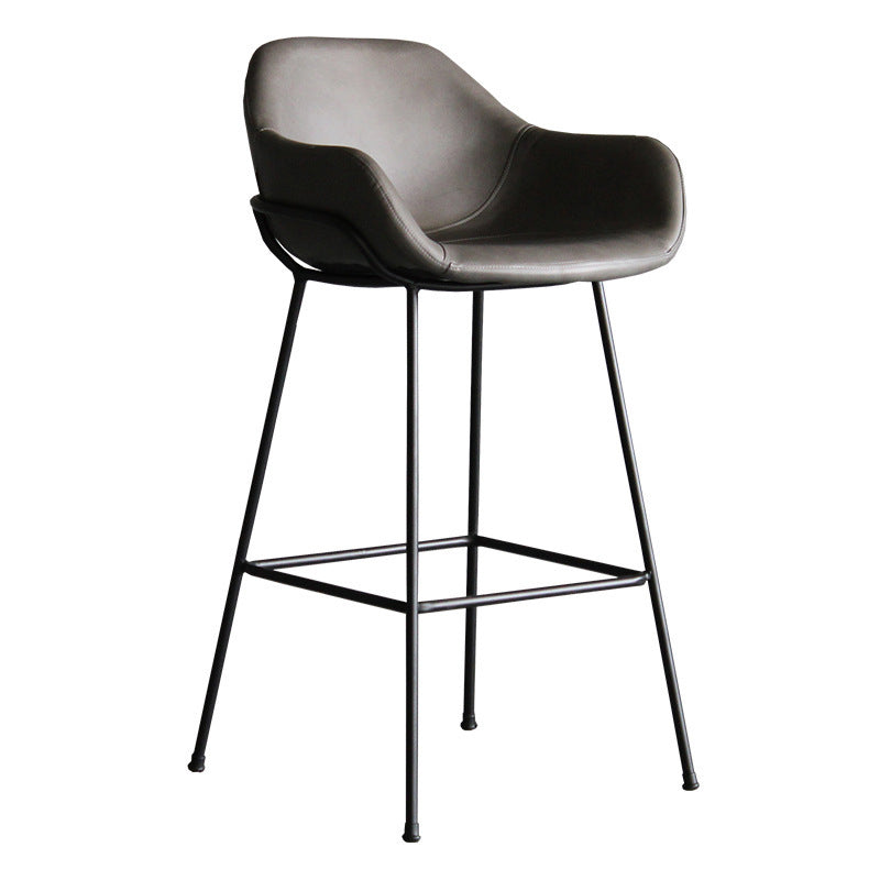 Contemporary Leather Armed Barstool Matte Finish Footrest Low Back Stool Clearhalo 'Bar Furniture' 'Bar Stools' 'bar_stools' 'furn' 'furn_bar_stools' 'Furniture' 'furniture_bar_stools' 'Kitchen & Dining Furniture' 4768946