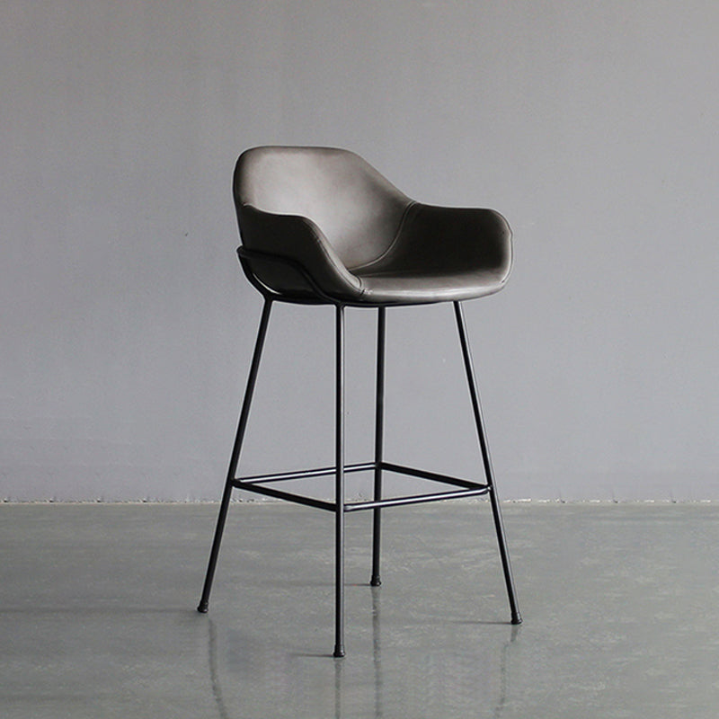 Contemporary Leather Armed Barstool Matte Finish Footrest Low Back Stool Clearhalo 'Bar Furniture' 'Bar Stools' 'bar_stools' 'furn' 'furn_bar_stools' 'Furniture' 'furniture_bar_stools' 'Kitchen & Dining Furniture' 4768947