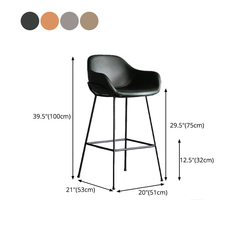 Contemporary Leather Armed Barstool Matte Finish Footrest Low Back Stool Clearhalo 'Bar Furniture' 'Bar Stools' 'bar_stools' 'furn' 'furn_bar_stools' 'Furniture' 'furniture_bar_stools' 'Kitchen & Dining Furniture' 4768950