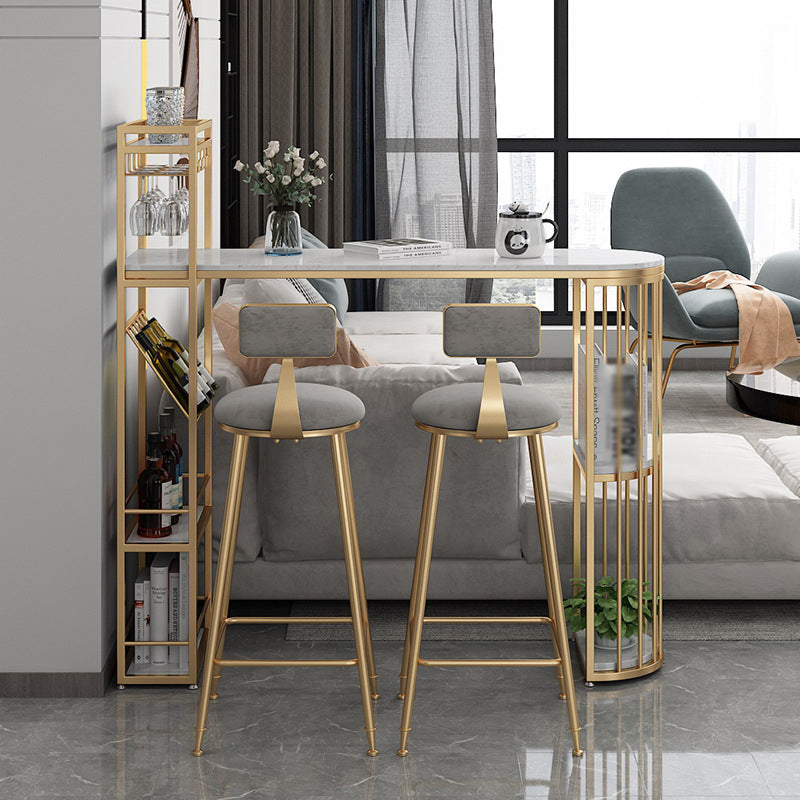 Scandinavian Bar and Counter Stool Low Back Stool with 4 Legs in Gold Clearhalo 'Bar Furniture' 'Bar Stools' 'bar_stools' 'furn' 'furn_bar_stools' 'Furniture' 'furniture_bar_stools' 'Kitchen & Dining Furniture' 4768951