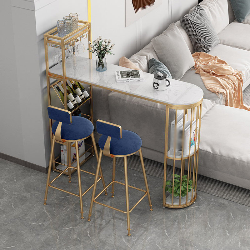 Scandinavian Bar and Counter Stool Low Back Stool with 4 Legs in Gold Clearhalo 'Bar Furniture' 'Bar Stools' 'bar_stools' 'furn' 'furn_bar_stools' 'Furniture' 'furniture_bar_stools' 'Kitchen & Dining Furniture' 4768953