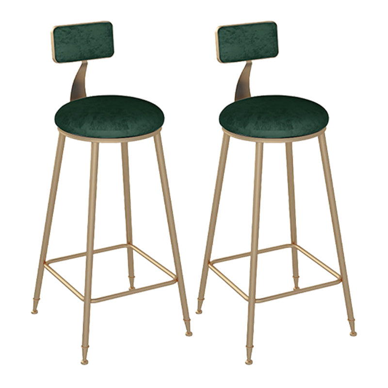 Scandinavian Bar and Counter Stool Low Back Stool with 4 Legs in Gold Green 2 Piece Set Clearhalo 'Bar Furniture' 'Bar Stools' 'bar_stools' 'furn' 'furn_bar_stools' 'Furniture' 'furniture_bar_stools' 'Kitchen & Dining Furniture' 4768957