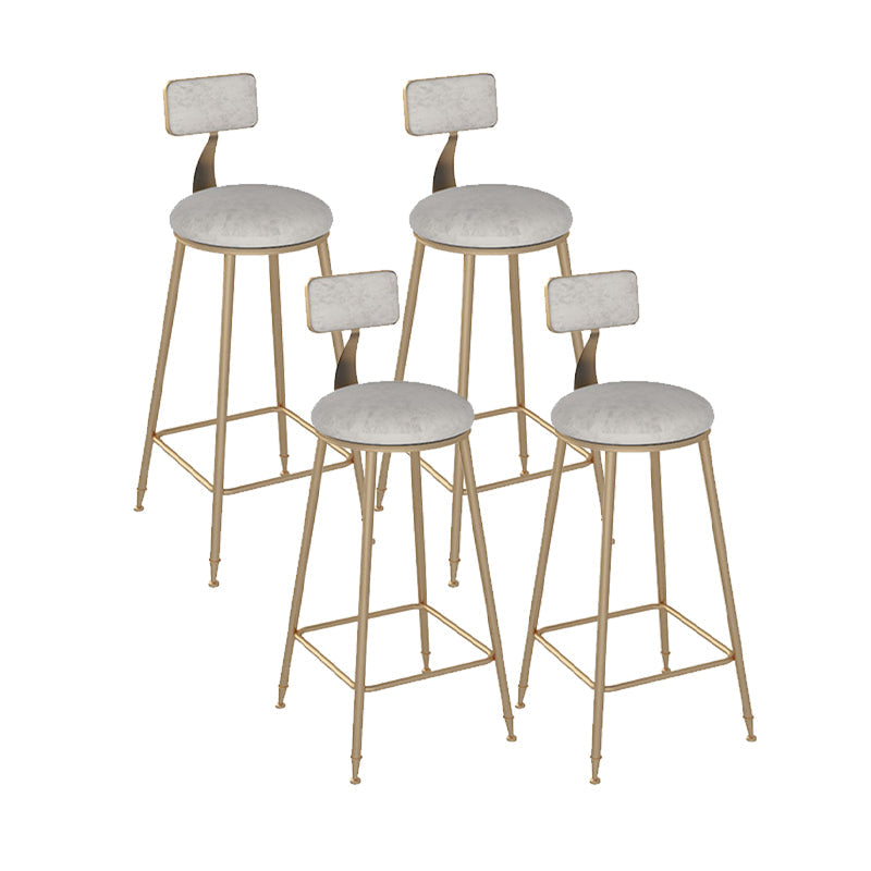 Scandinavian Bar and Counter Stool Low Back Stool with 4 Legs in Gold Grey 4 Piece Set Clearhalo 'Bar Furniture' 'Bar Stools' 'bar_stools' 'furn' 'furn_bar_stools' 'Furniture' 'furniture_bar_stools' 'Kitchen & Dining Furniture' 4768963
