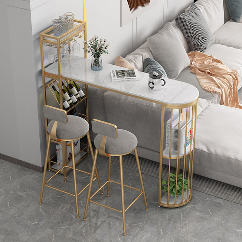 Scandinavian Bar and Counter Stool Low Back Stool with 4 Legs in Gold Clearhalo 'Bar Furniture' 'Bar Stools' 'bar_stools' 'furn' 'furn_bar_stools' 'Furniture' 'furniture_bar_stools' 'Kitchen & Dining Furniture' 4768964