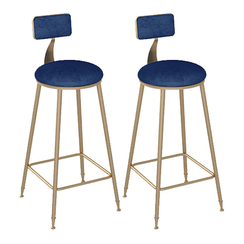 Scandinavian Bar and Counter Stool Low Back Stool with 4 Legs in Gold Blue 2 Piece Set Clearhalo 'Bar Furniture' 'Bar Stools' 'bar_stools' 'furn' 'furn_bar_stools' 'Furniture' 'furniture_bar_stools' 'Kitchen & Dining Furniture' 4768965