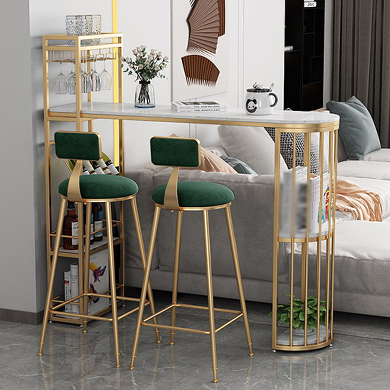 Scandinavian Bar and Counter Stool Low Back Stool with 4 Legs in Gold Clearhalo 'Bar Furniture' 'Bar Stools' 'bar_stools' 'furn' 'furn_bar_stools' 'Furniture' 'furniture_bar_stools' 'Kitchen & Dining Furniture' 4768966