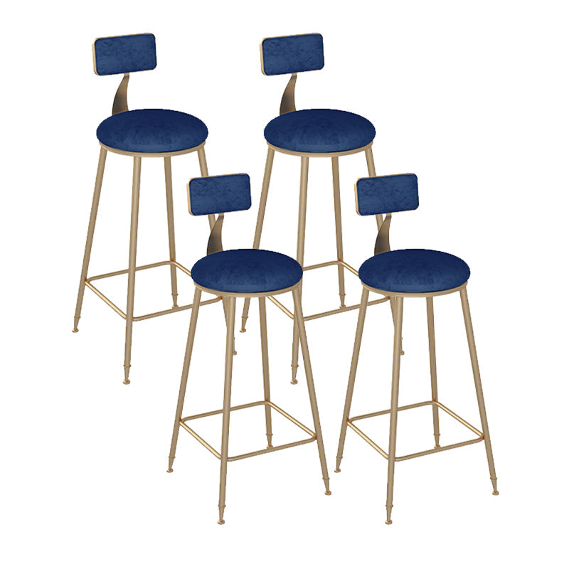 Scandinavian Bar and Counter Stool Low Back Stool with 4 Legs in Gold Blue 4 Piece Set Clearhalo 'Bar Furniture' 'Bar Stools' 'bar_stools' 'furn' 'furn_bar_stools' 'Furniture' 'furniture_bar_stools' 'Kitchen & Dining Furniture' 4768967