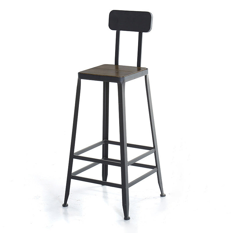 Industrial Bar and Counter Stool Low Back Stool with 4 Metal Legs Wood 1 Piece Square Clearhalo 'Bar Furniture' 'Bar Stools' 'bar_stools' 'furn' 'furn_bar_stools' 'Furniture' 'furniture_bar_stools' 'Kitchen & Dining Furniture' 4768970