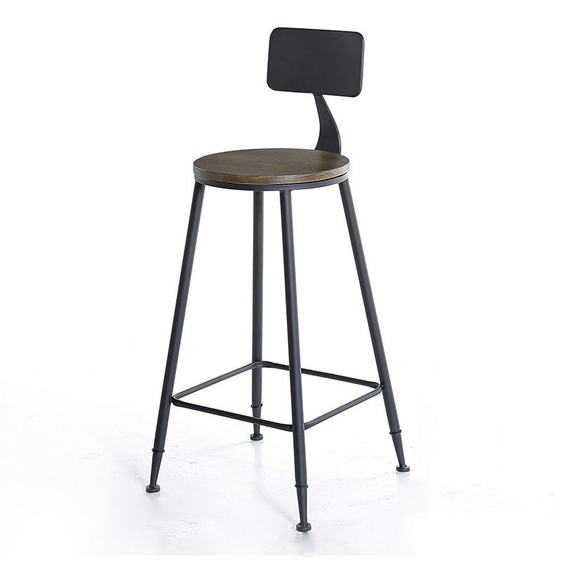 Industrial Bar and Counter Stool Low Back Stool with 4 Metal Legs Wood 1 Piece Round Clearhalo 'Bar Furniture' 'Bar Stools' 'bar_stools' 'furn' 'furn_bar_stools' 'Furniture' 'furniture_bar_stools' 'Kitchen & Dining Furniture' 4768973