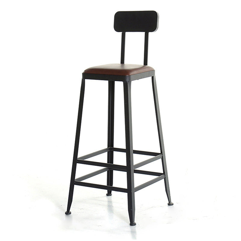 Industrial Bar and Counter Stool Low Back Stool with 4 Metal Legs Leather 1 Piece Square Clearhalo 'Bar Furniture' 'Bar Stools' 'bar_stools' 'furn' 'furn_bar_stools' 'Furniture' 'furniture_bar_stools' 'Kitchen & Dining Furniture' 4768975