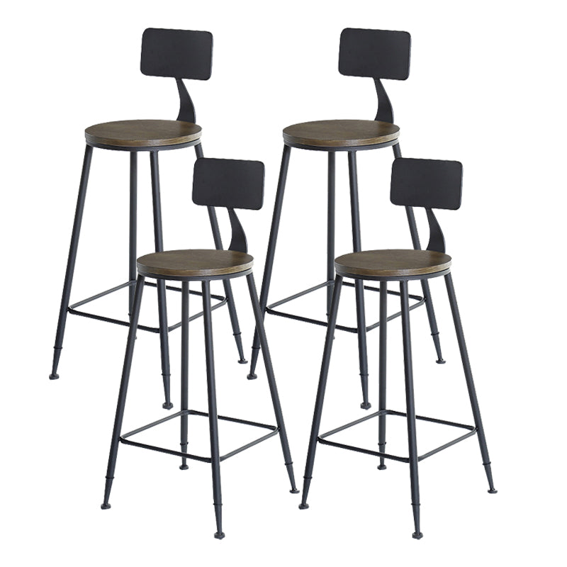 Industrial Bar and Counter Stool Low Back Stool with 4 Metal Legs Wood 4 Piece Set Round Clearhalo 'Bar Furniture' 'Bar Stools' 'bar_stools' 'furn' 'furn_bar_stools' 'Furniture' 'furniture_bar_stools' 'Kitchen & Dining Furniture' 4768983