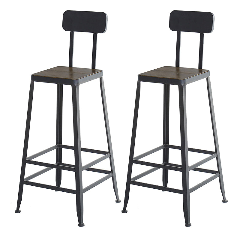 Industrial Bar and Counter Stool Low Back Stool with 4 Metal Legs Wood 2 Piece Set Square Clearhalo 'Bar Furniture' 'Bar Stools' 'bar_stools' 'furn' 'furn_bar_stools' 'Furniture' 'furniture_bar_stools' 'Kitchen & Dining Furniture' 4768989