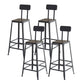 Industrial Bar and Counter Stool Low Back Stool with 4 Metal Legs Wood 4 Piece Set Square Clearhalo 'Bar Furniture' 'Bar Stools' 'bar_stools' 'furn' 'furn_bar_stools' 'Furniture' 'furniture_bar_stools' 'Kitchen & Dining Furniture' 4768990