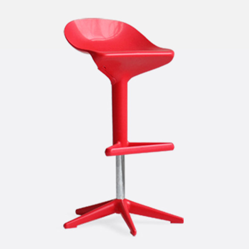 Modern Liftable Bar-stool Low Back Bar Stool with Metal Legs Red 1 Piece Clearhalo 'Bar Furniture' 'Bar Stools' 'bar_stools' 'furn' 'furn_bar_stools' 'Furniture' 'furniture_bar_stools' 'Kitchen & Dining Furniture' 4768995