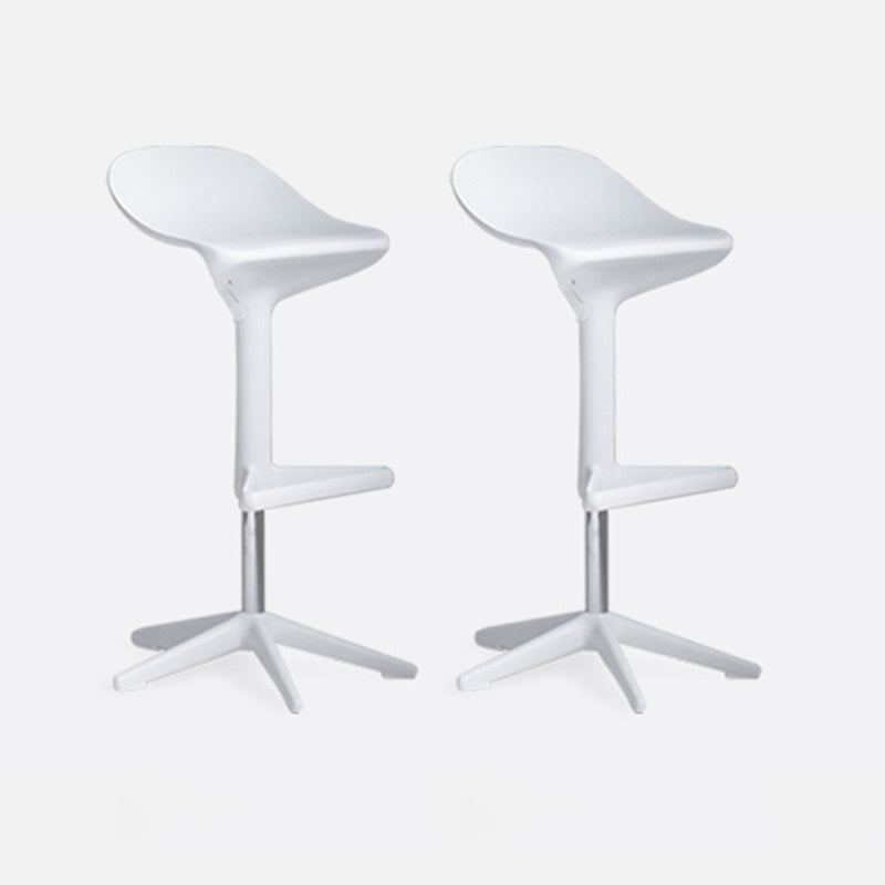 Modern Liftable Bar-stool Low Back Bar Stool with Metal Legs White 2 Piece Set Clearhalo 'Bar Furniture' 'Bar Stools' 'bar_stools' 'furn' 'furn_bar_stools' 'Furniture' 'furniture_bar_stools' 'Kitchen & Dining Furniture' 4769004
