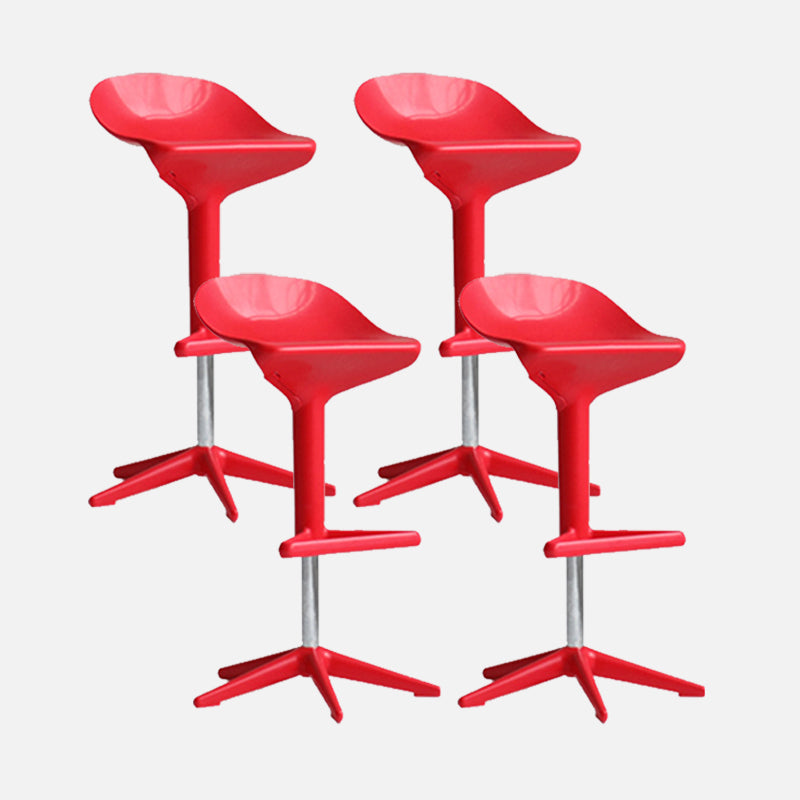 Modern Liftable Bar-stool Low Back Bar Stool with Metal Legs Red 4 Piece Set Clearhalo 'Bar Furniture' 'Bar Stools' 'bar_stools' 'furn' 'furn_bar_stools' 'Furniture' 'furniture_bar_stools' 'Kitchen & Dining Furniture' 4769009