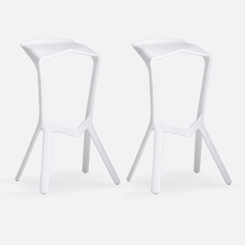 Modern Style Bar-stool Plastic Backless Bar Stool for Kitchen Bar with Plastic Legs White 2 Piece Set Clearhalo 'Bar Furniture' 'Bar Stools' 'bar_stools' 'furn' 'furn_bar_stools' 'Furniture' 'furniture_bar_stools' 'Kitchen & Dining Furniture' 4769021