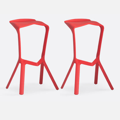 Modern Style Bar-stool Plastic Backless Bar Stool for Kitchen Bar with Plastic Legs Red 2 Piece Set Clearhalo 'Bar Furniture' 'Bar Stools' 'bar_stools' 'furn' 'furn_bar_stools' 'Furniture' 'furniture_bar_stools' 'Kitchen & Dining Furniture' 4769023