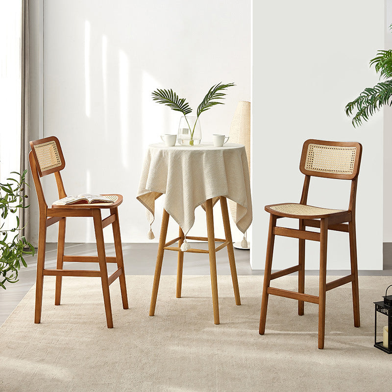 Contemporary Wood Bar and Counter Stool Rattan Low Back Stool with 4 Legs Clearhalo 'Bar Furniture' 'Bar Stools' 'bar_stools' 'furn' 'furn_bar_stools' 'Furniture' 'furniture_bar_stools' 'Kitchen & Dining Furniture' 4769037