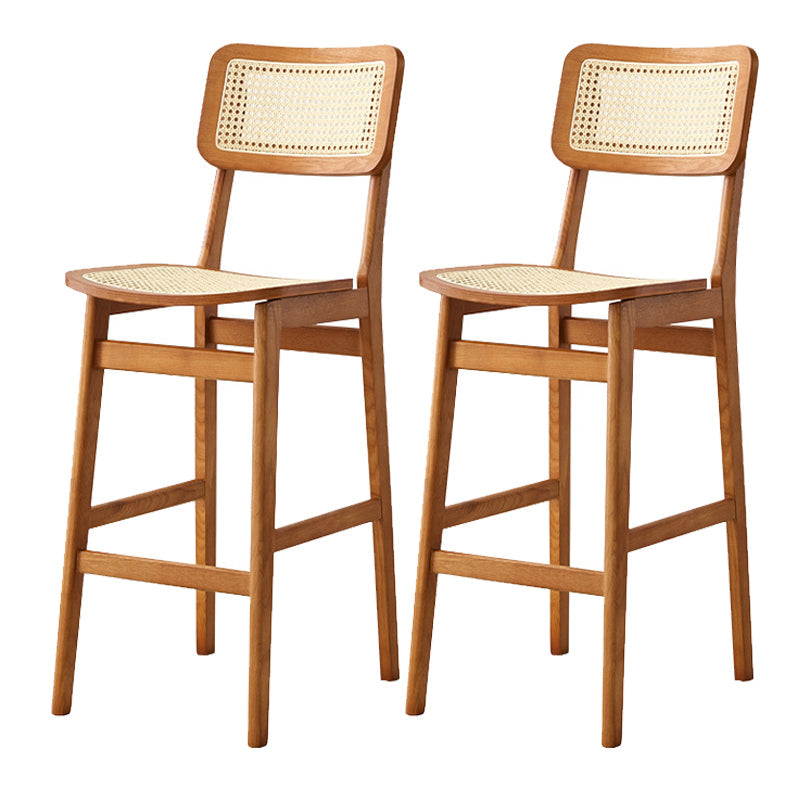 Contemporary Wood Bar and Counter Stool Rattan Low Back Stool with 4 Legs Brown 2 Piece Set Clearhalo 'Bar Furniture' 'Bar Stools' 'bar_stools' 'furn' 'furn_bar_stools' 'Furniture' 'furniture_bar_stools' 'Kitchen & Dining Furniture' 4769040