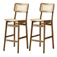 Contemporary Wood Bar and Counter Stool Rattan Low Back Stool with 4 Legs Walnut 2 Piece Set Clearhalo 'Bar Furniture' 'Bar Stools' 'bar_stools' 'furn' 'furn_bar_stools' 'Furniture' 'furniture_bar_stools' 'Kitchen & Dining Furniture' 4769042