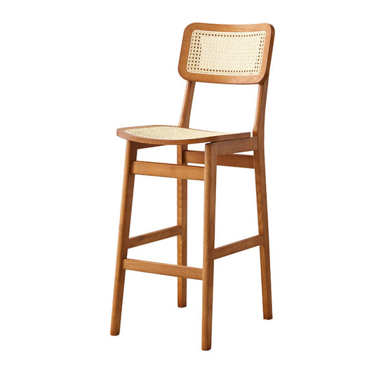 Contemporary Wood Bar and Counter Stool Rattan Low Back Stool with 4 Legs Clearhalo 'Bar Furniture' 'Bar Stools' 'bar_stools' 'furn' 'furn_bar_stools' 'Furniture' 'furniture_bar_stools' 'Kitchen & Dining Furniture' 4769043