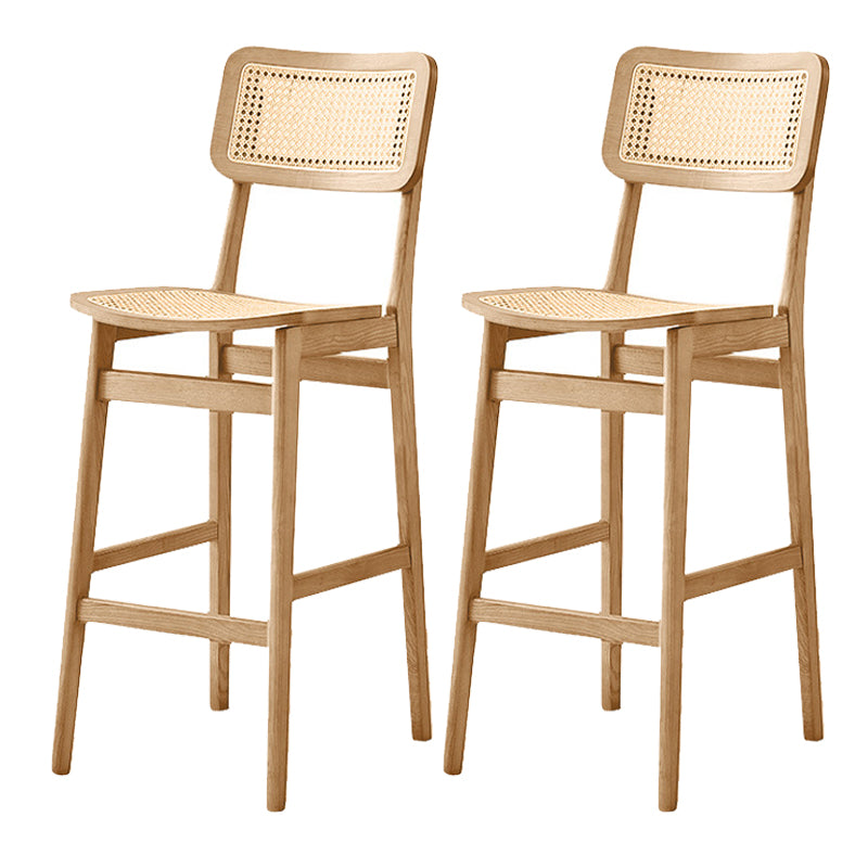 Contemporary Wood Bar and Counter Stool Rattan Low Back Stool with 4 Legs Natural 2 Piece Set Clearhalo 'Bar Furniture' 'Bar Stools' 'bar_stools' 'furn' 'furn_bar_stools' 'Furniture' 'furniture_bar_stools' 'Kitchen & Dining Furniture' 4769044