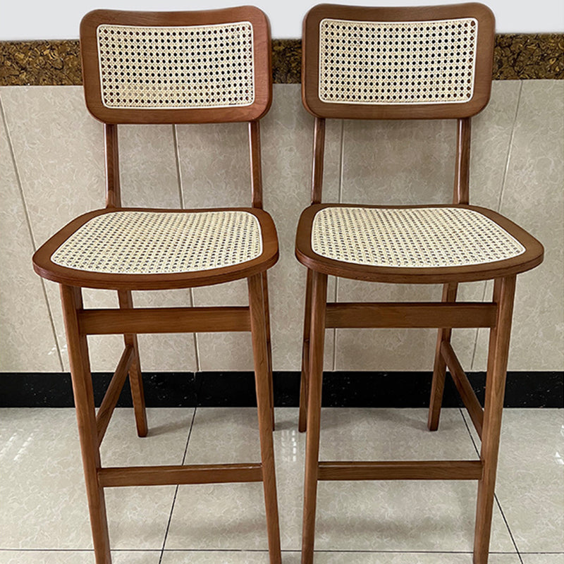 Contemporary Wood Bar and Counter Stool Rattan Low Back Stool with 4 Legs Clearhalo 'Bar Furniture' 'Bar Stools' 'bar_stools' 'furn' 'furn_bar_stools' 'Furniture' 'furniture_bar_stools' 'Kitchen & Dining Furniture' 4769049