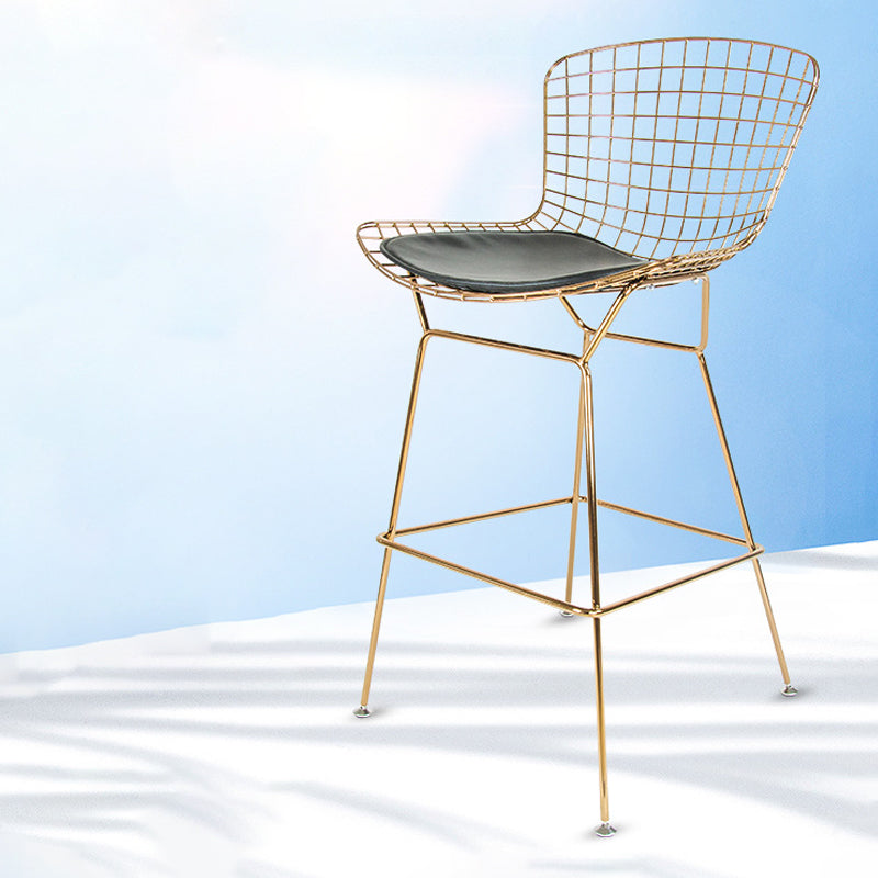 Contemporary Rectangle Bar and Counter Stool Metal Stool with 4 Legs Clearhalo 'Bar Furniture' 'Bar Stools' 'bar_stools' 'furn' 'furn_bar_stools' 'Furniture' 'furniture_bar_stools' 'Kitchen & Dining Furniture' 4769052