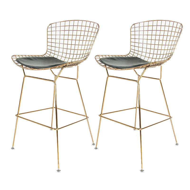 Contemporary Rectangle Bar and Counter Stool Metal Stool with 4 Legs Rose Gold 2 Piece Set Clearhalo 'Bar Furniture' 'Bar Stools' 'bar_stools' 'furn' 'furn_bar_stools' 'Furniture' 'furniture_bar_stools' 'Kitchen & Dining Furniture' 4769057