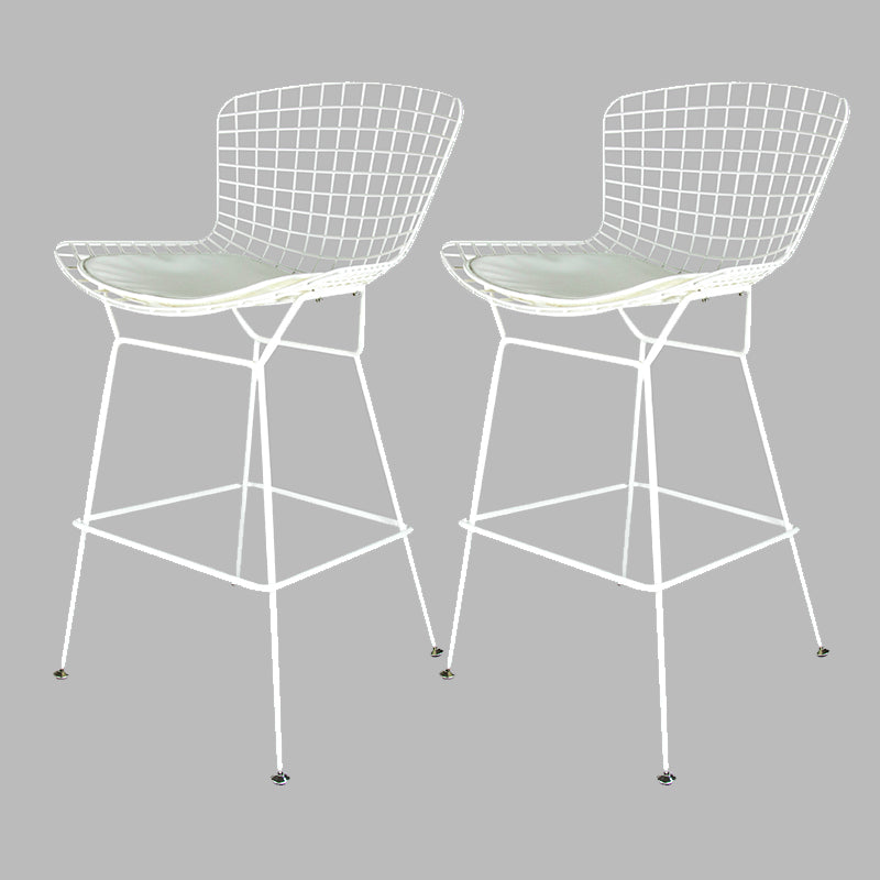 Contemporary Rectangle Bar and Counter Stool Metal Stool with 4 Legs White 2 Piece Set Clearhalo 'Bar Furniture' 'Bar Stools' 'bar_stools' 'furn' 'furn_bar_stools' 'Furniture' 'furniture_bar_stools' 'Kitchen & Dining Furniture' 4769061