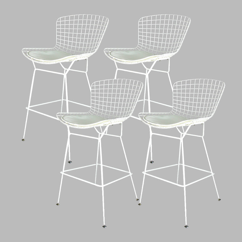 Contemporary Rectangle Bar and Counter Stool Metal Stool with 4 Legs White 4 Piece Set Clearhalo 'Bar Furniture' 'Bar Stools' 'bar_stools' 'furn' 'furn_bar_stools' 'Furniture' 'furniture_bar_stools' 'Kitchen & Dining Furniture' 4769064