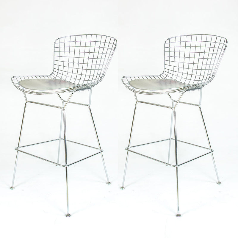 Contemporary Rectangle Bar and Counter Stool Metal Stool with 4 Legs Silver 2 Piece Set Clearhalo 'Bar Furniture' 'Bar Stools' 'bar_stools' 'furn' 'furn_bar_stools' 'Furniture' 'furniture_bar_stools' 'Kitchen & Dining Furniture' 4769066