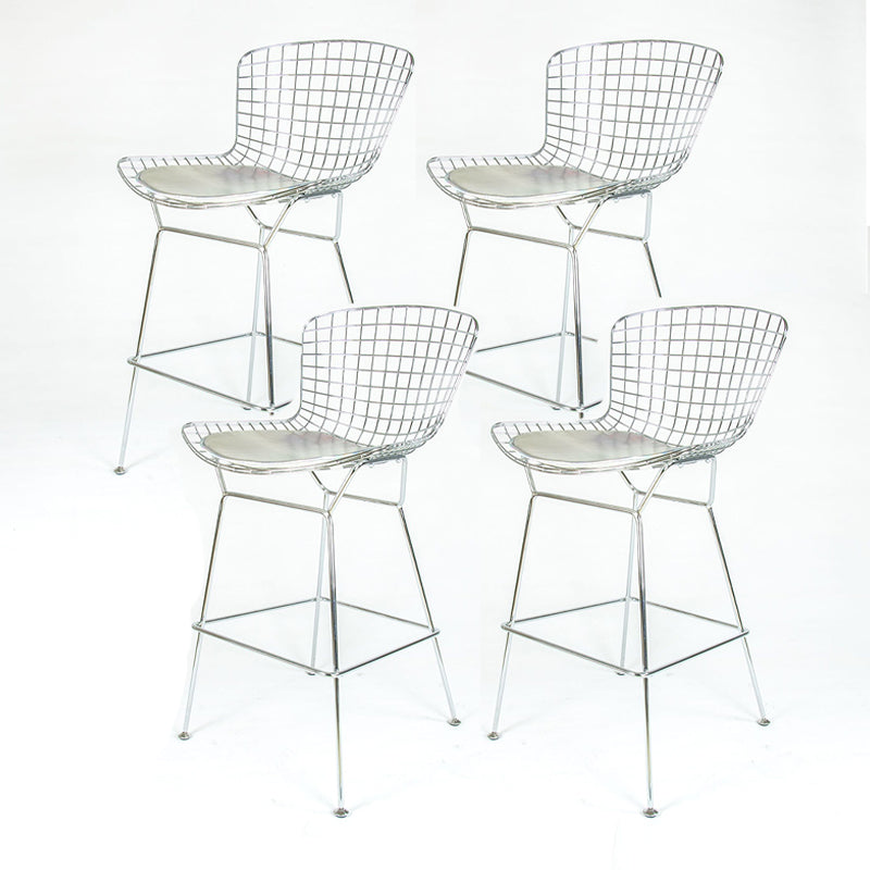 Contemporary Rectangle Bar and Counter Stool Metal Stool with 4 Legs Silver 4 Piece Set Clearhalo 'Bar Furniture' 'Bar Stools' 'bar_stools' 'furn' 'furn_bar_stools' 'Furniture' 'furniture_bar_stools' 'Kitchen & Dining Furniture' 4769067