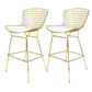 Contemporary Rectangle Bar and Counter Stool Metal Stool with 4 Legs Gold 2 Piece Set Clearhalo 'Bar Furniture' 'Bar Stools' 'bar_stools' 'furn' 'furn_bar_stools' 'Furniture' 'furniture_bar_stools' 'Kitchen & Dining Furniture' 4769068