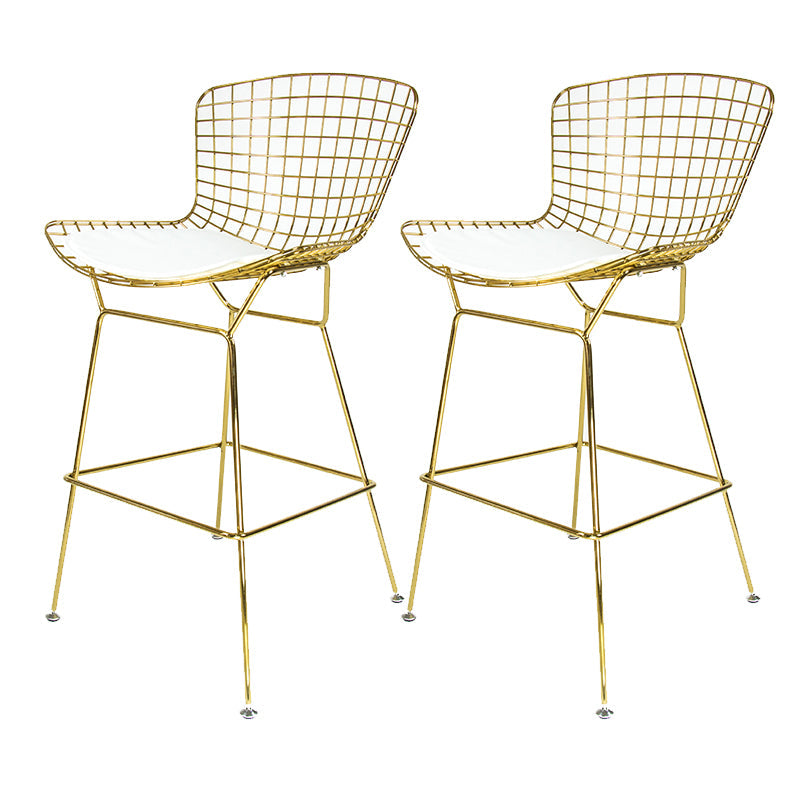 Contemporary Rectangle Bar and Counter Stool Metal Stool with 4 Legs Gold 2 Piece Set Clearhalo 'Bar Furniture' 'Bar Stools' 'bar_stools' 'furn' 'furn_bar_stools' 'Furniture' 'furniture_bar_stools' 'Kitchen & Dining Furniture' 4769068