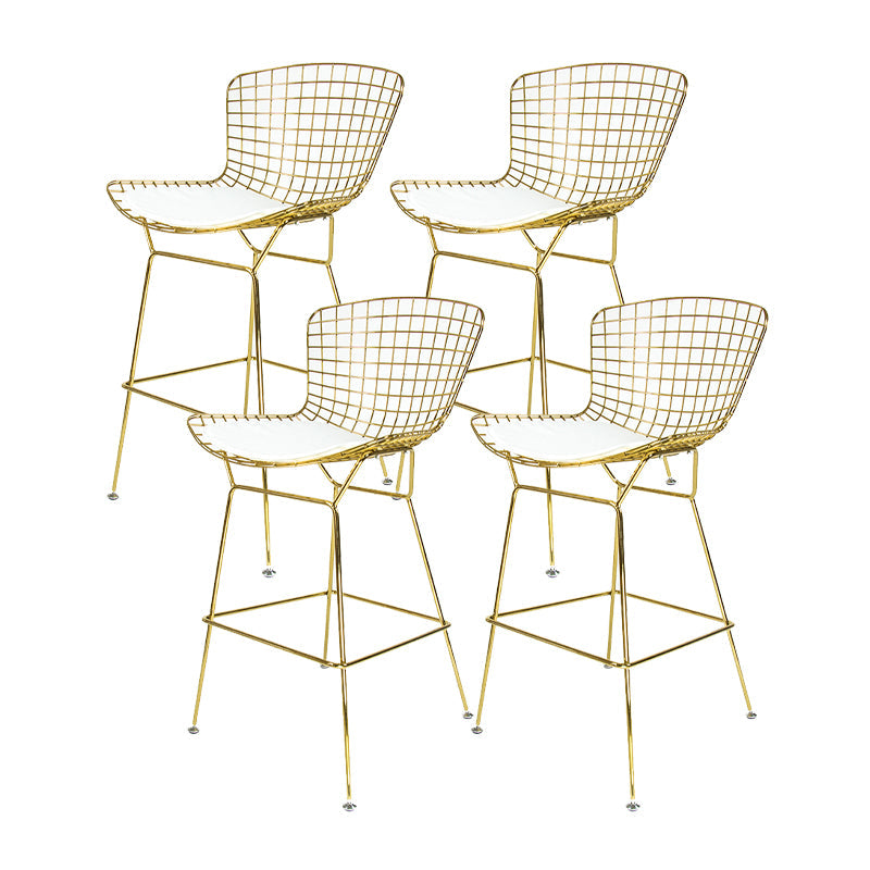 Contemporary Rectangle Bar and Counter Stool Metal Stool with 4 Legs Gold 4 Piece Set Clearhalo 'Bar Furniture' 'Bar Stools' 'bar_stools' 'furn' 'furn_bar_stools' 'Furniture' 'furniture_bar_stools' 'Kitchen & Dining Furniture' 4769069