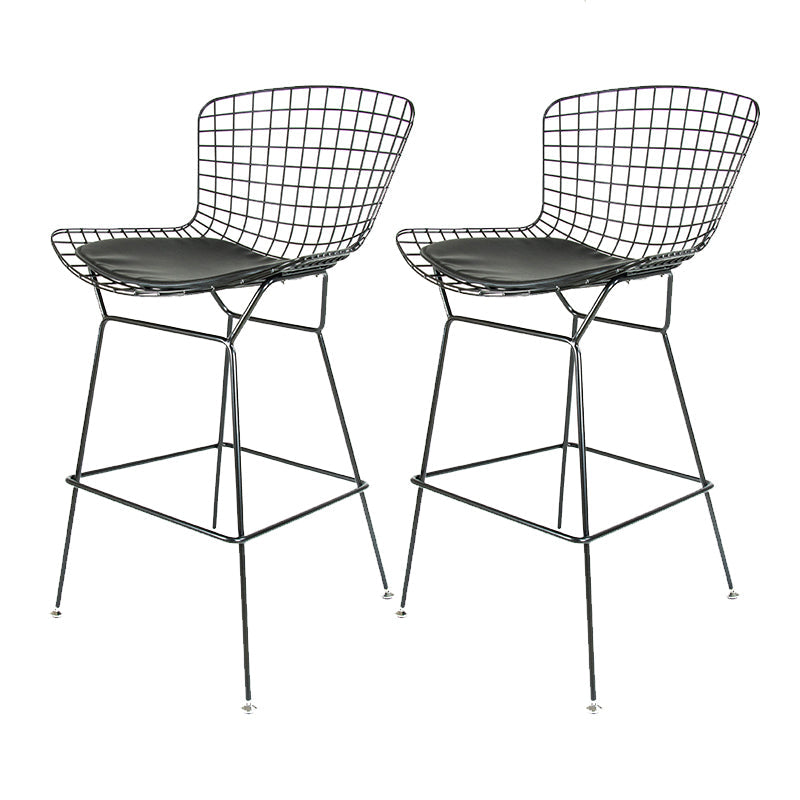 Contemporary Rectangle Bar and Counter Stool Metal Stool with 4 Legs Black 2 Piece Set Clearhalo 'Bar Furniture' 'Bar Stools' 'bar_stools' 'furn' 'furn_bar_stools' 'Furniture' 'furniture_bar_stools' 'Kitchen & Dining Furniture' 4769070