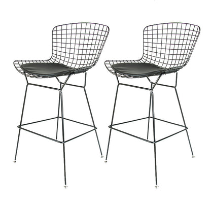 Contemporary Rectangle Bar and Counter Stool Metal Stool with 4 Legs Black 2 Piece Set Clearhalo 'Bar Furniture' 'Bar Stools' 'bar_stools' 'furn' 'furn_bar_stools' 'Furniture' 'furniture_bar_stools' 'Kitchen & Dining Furniture' 4769070