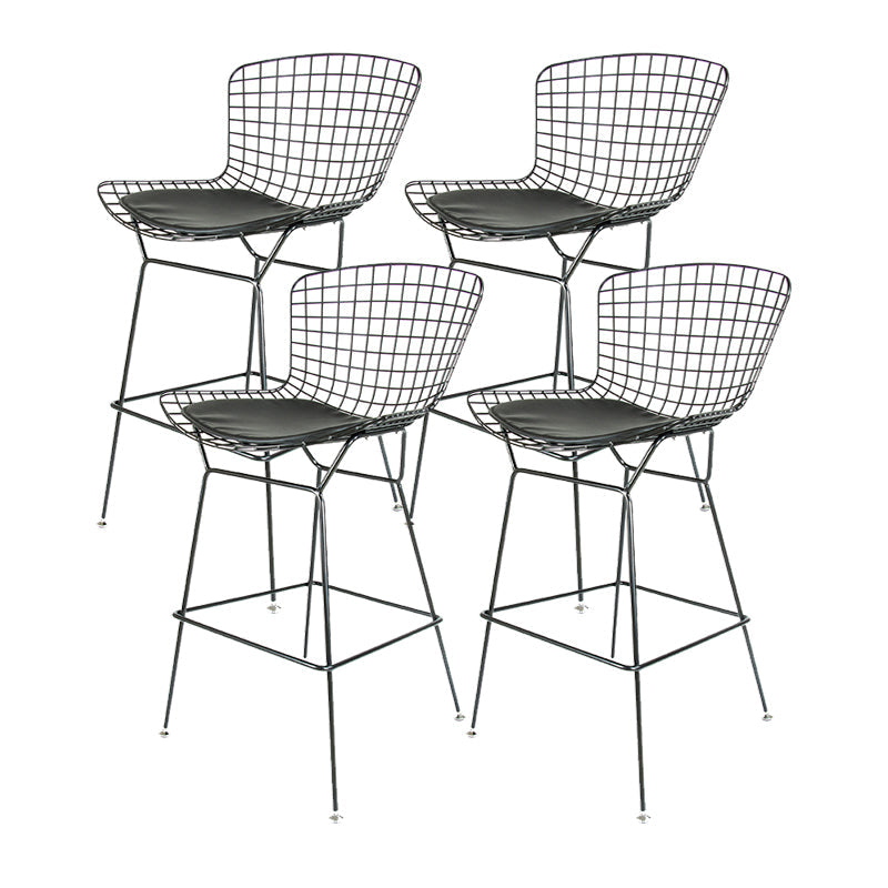 Contemporary Rectangle Bar and Counter Stool Metal Stool with 4 Legs Black 4 Piece Set Clearhalo 'Bar Furniture' 'Bar Stools' 'bar_stools' 'furn' 'furn_bar_stools' 'Furniture' 'furniture_bar_stools' 'Kitchen & Dining Furniture' 4769071