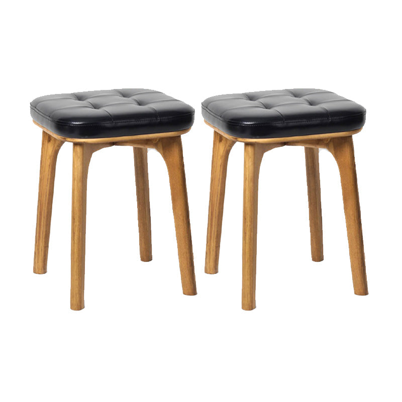 Modern Style Bar-stool PU Leather Counter Bar Stool with Wooden Legs Light Brown 2 Piece Set Short Stool(18"H) Clearhalo 'Bar Furniture' 'Bar Stools' 'bar_stools' 'furn' 'furn_bar_stools' 'Furniture' 'furniture_bar_stools' 'Kitchen & Dining Furniture' 4769089