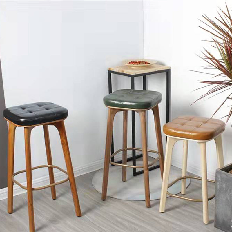 Modern Style Bar-stool PU Leather Counter Bar Stool with Wooden Legs Clearhalo 'Bar Furniture' 'Bar Stools' 'bar_stools' 'furn' 'furn_bar_stools' 'Furniture' 'furniture_bar_stools' 'Kitchen & Dining Furniture' 4769090