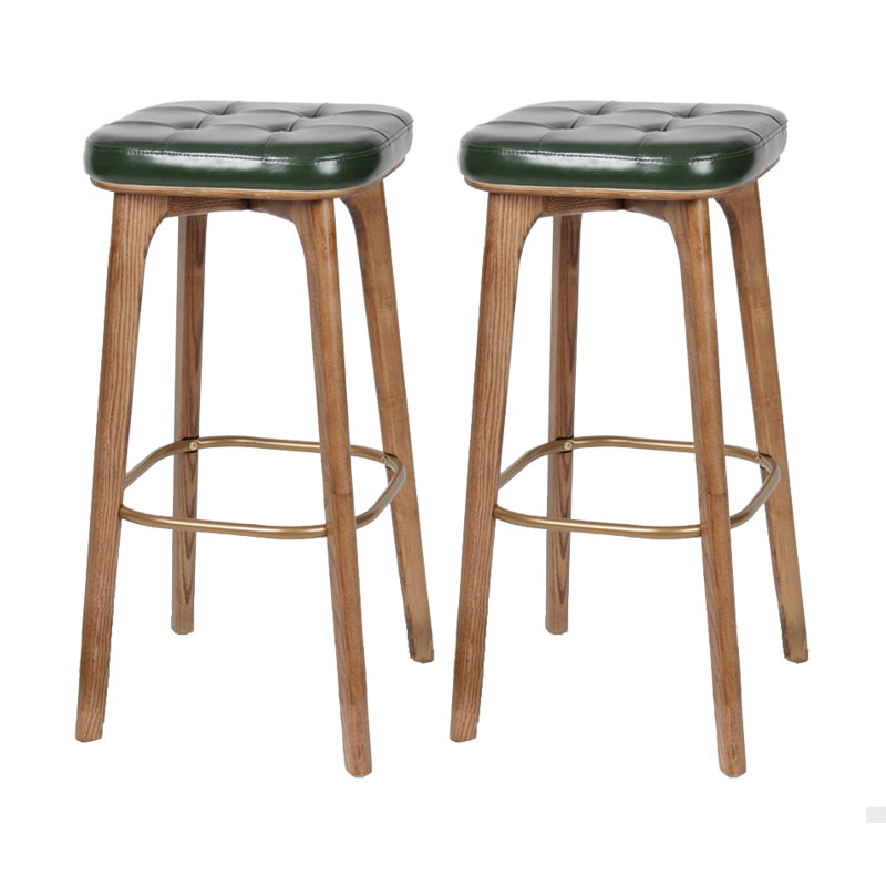 Modern Style Bar-stool PU Leather Counter Bar Stool with Wooden Legs Walnut 2 Piece Set Bar Stool(30"H) Clearhalo 'Bar Furniture' 'Bar Stools' 'bar_stools' 'furn' 'furn_bar_stools' 'Furniture' 'furniture_bar_stools' 'Kitchen & Dining Furniture' 4769091