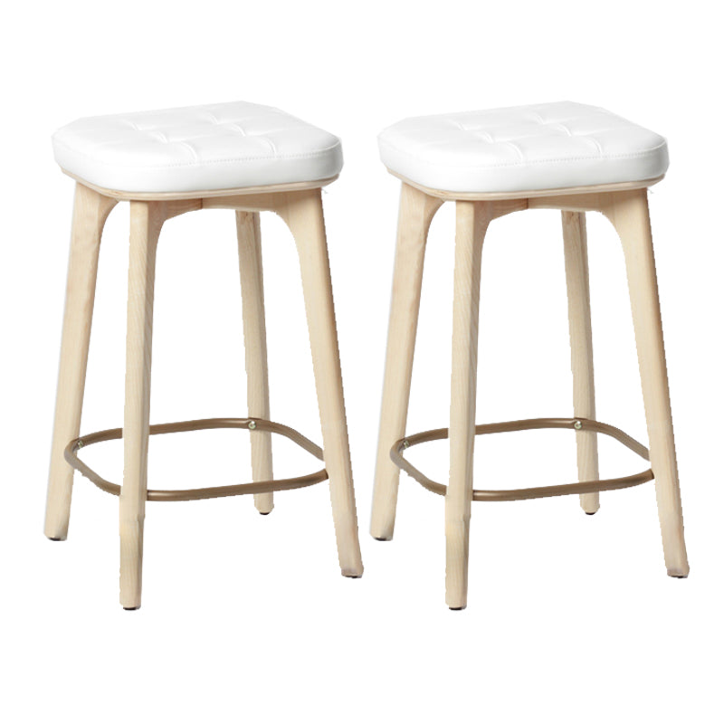 Modern Style Bar-stool PU Leather Counter Bar Stool with Wooden Legs Wood 2 Piece Set Counter Stool (23.5"H) Clearhalo 'Bar Furniture' 'Bar Stools' 'bar_stools' 'furn' 'furn_bar_stools' 'Furniture' 'furniture_bar_stools' 'Kitchen & Dining Furniture' 4769092